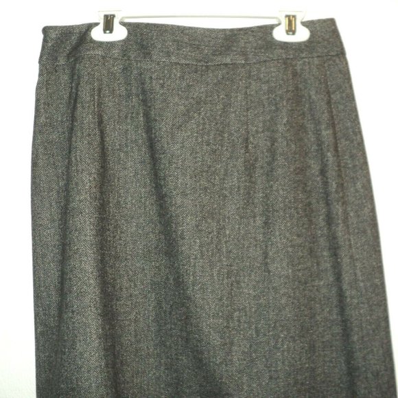 'S Max Mara Sz 4 Skirt Gray Wool Blend Herringbone - Picture 5 of 7